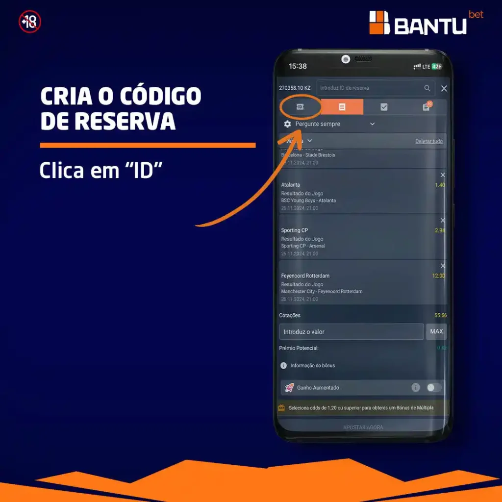Primeira tela de como criar o id de reserva
