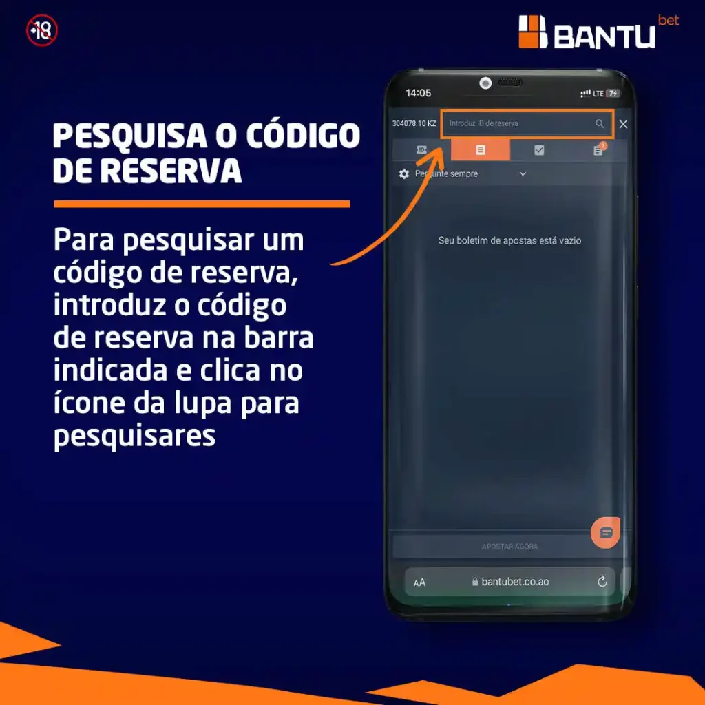 Primeira tela de como consultar ID de reserva Bantubet