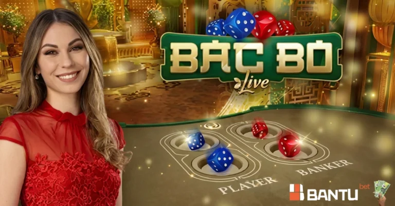 Mesa de cassino ao vivo do jogo Bac Bo na plataforma BantuBet